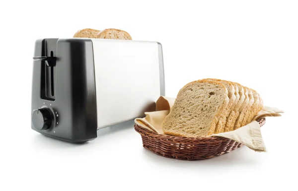 Toast bröd och brödrost — Stockfoto