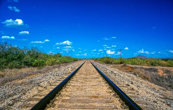 Rastreamentos Ferroviários Deserto — Fotografia de Stock