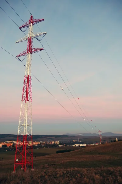 Linee elettriche sul campo — Foto Stock