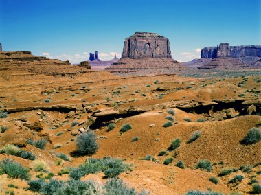 Butte ve bitkiler ile Monument Vadisi