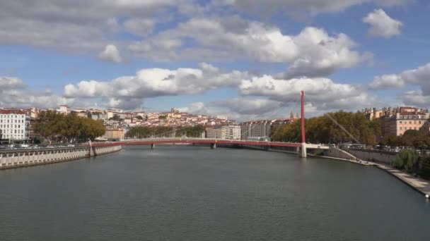 Lyon con el río Saone, Francia . — Vídeos de Stock