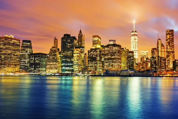 Pohled na Manhattan při západu slunce — Stock fotografie