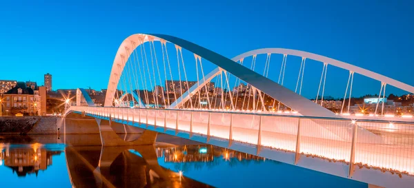 Vista Ponte Schuman Noite Lyon França Europa — Fotografia de Stock