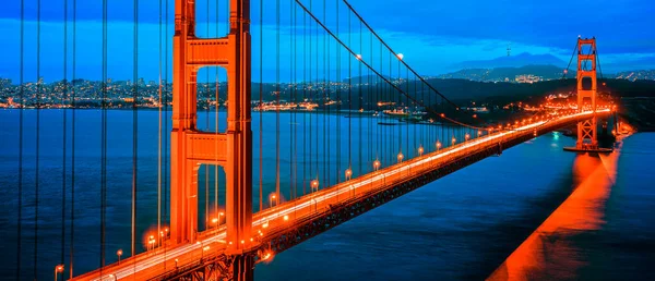 Célèbre Golden Gate Bridge San Francisco Nuit États Unis — Photo