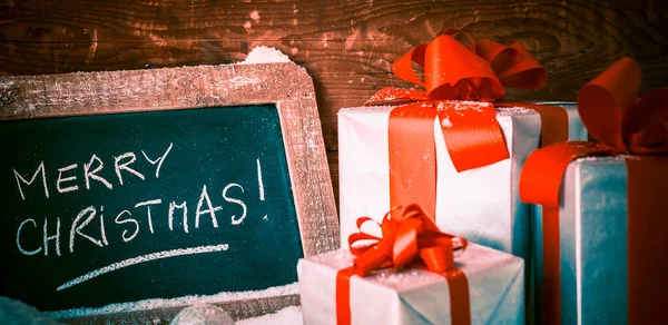 Merry Christmas Slate Gifts — Stock Photo, Image