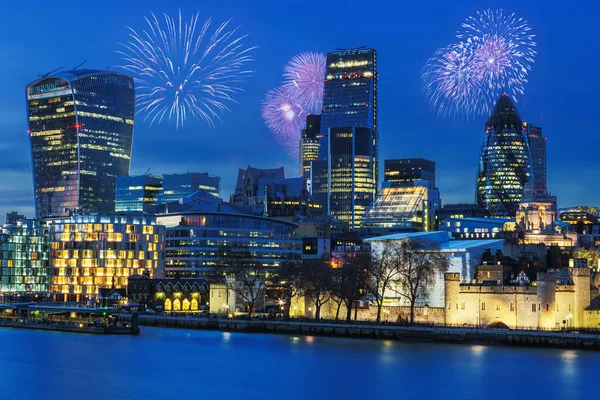 Uitzicht Skyline Van Londen Nachts — Stockfoto