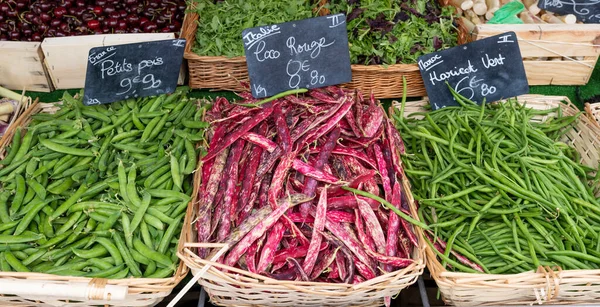 Rode Bonen Groene Bonen Franse Markt — Stockfoto