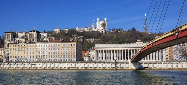 Vista panorámica de Lyon y el río Saone — Foto de Stock