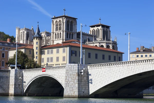 Vista de Lyon e ponte Fotografia De Stock