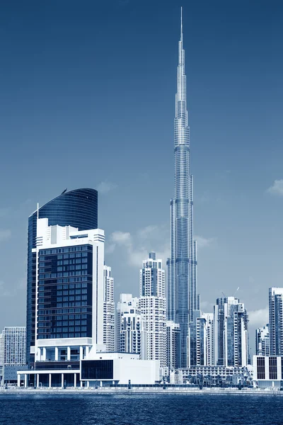 Vertical view of Dubai skyline, special photographic processing — Stock Photo, Image