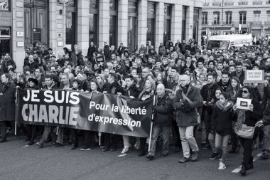 Lyon-11 Ocak 2015: Anti terörizm protesto