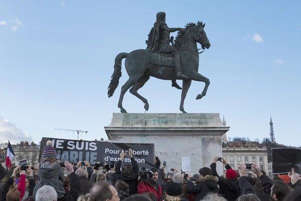LYON, FRANCE - JANUARY 11, 2015: Anti terrorism protest. 13 — Stock Photo, Image