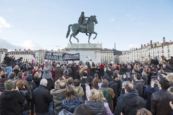 LYON, FRANCE - JANUARY 11, 2015: Anti terrorism protest. 11 — Stock Photo, Image