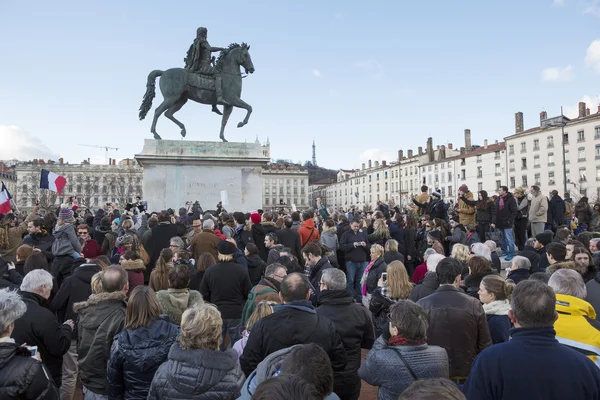 LYON, FRANCE - JANUARY 11, 2015: Anti terrorism protest. 9 — Stock Photo, Image