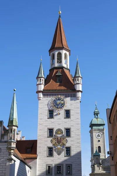 Historic bell tower in Munich — Stok fotoğraf