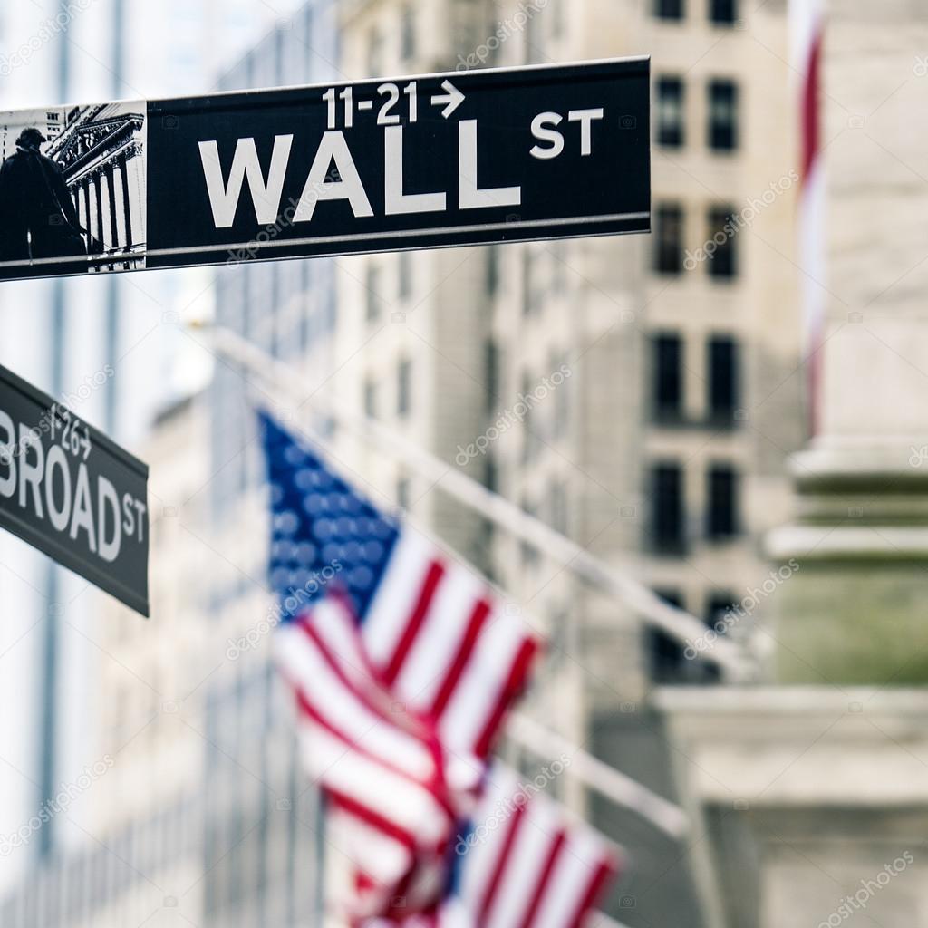 Wall street sign in New York