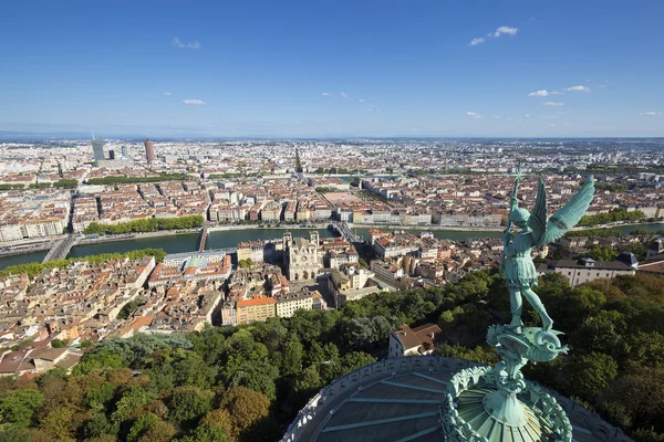 Lyon from the top of Notre Dame de Fourviere — Stock Photo, Image