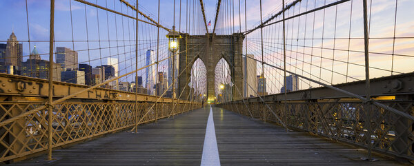 Panoramic view of Brooklyn Bridge in Manhattan, New York