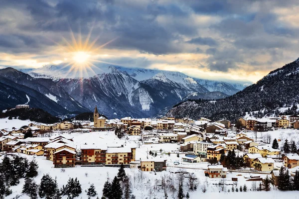 View of Aussois at sunset — Stock Photo, Image