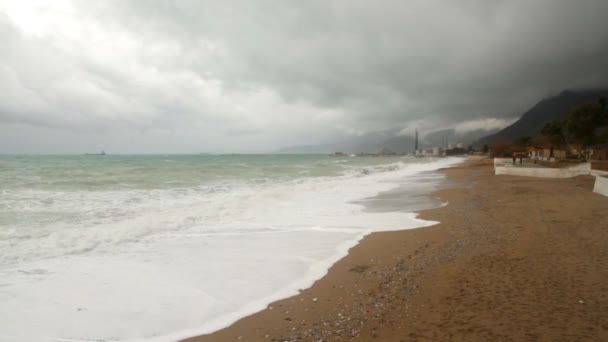 Burza na plaży w Turcji — Wideo stockowe