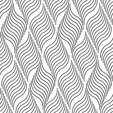 Siyah dalgalı çizgileri olan kusursuz desen