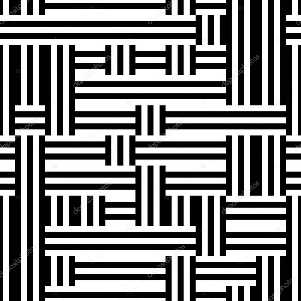 Seamless pattern with horizontal and vertical black segments