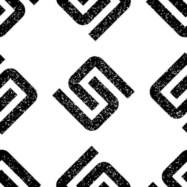 黑色S字母纹理的磨擦无缝图案 — 图库矢量图片