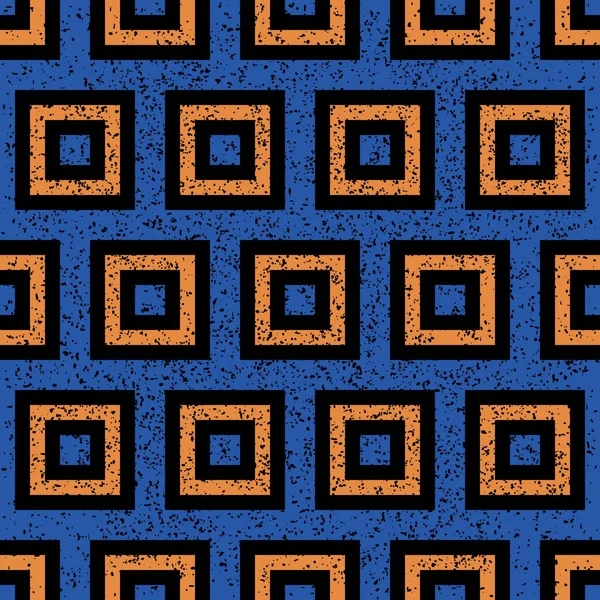 Turuncu Mavi Kareli Kusursuz Desen 7217 — Stok Vektör