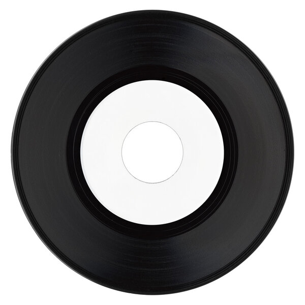 Vinyl record vintage analog music recording medium with blank white label