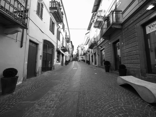 Historical city centre in Rivoli in black_and_white — Stock Photo, Image