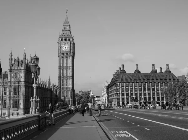 A londoni Parlament házak, fekete-fehér — Stock Fotó