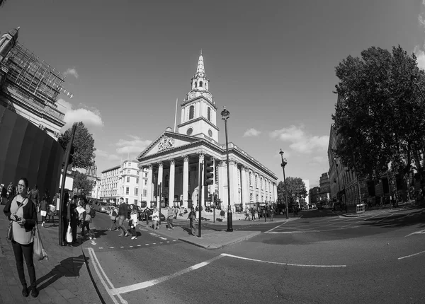 Trafalgar Square, London, fekete-fehér — Stock Fotó