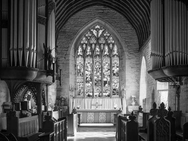 Chiesa di Santa Maria Maddalena a Tanworth in Arden in bianco e nero — Foto Stock