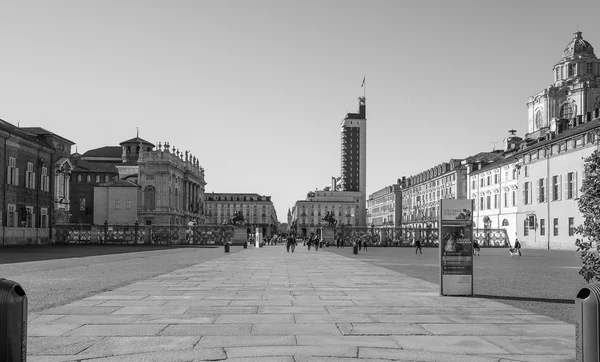 Náměstí Piazza Castello, Turín v black_and_white — Stock fotografie