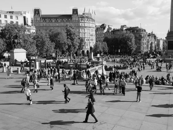 Trafalgar Square, London, fekete-fehér — Stock Fotó