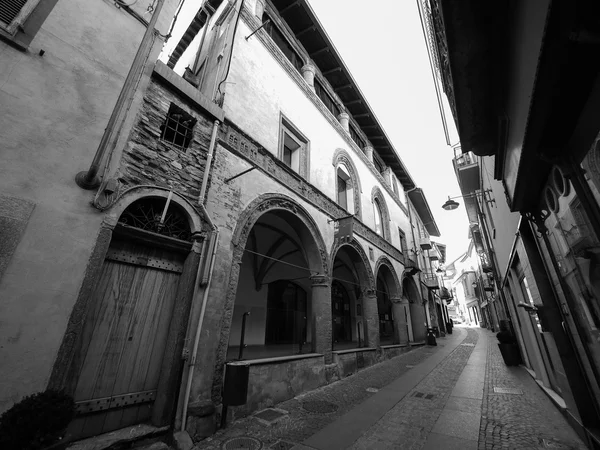 Historical city centre in Rivoli in black_and_white — Stock Photo, Image