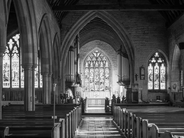Siyah beyaz Arden Tanworth St Mary Magdalene kilisede — Stok fotoğraf