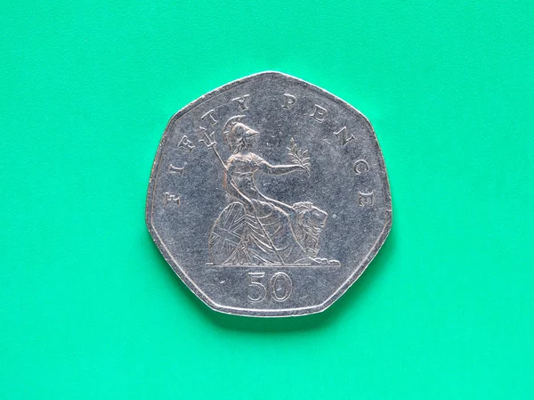GBP Funt monety - 50 pensów — Zdjęcie stockowe