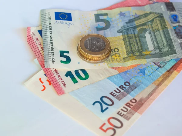 Euro coins and notes — Stock Photo, Image