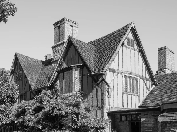 Hall Croft em Stratford upon Avon em preto e branco — Fotografia de Stock