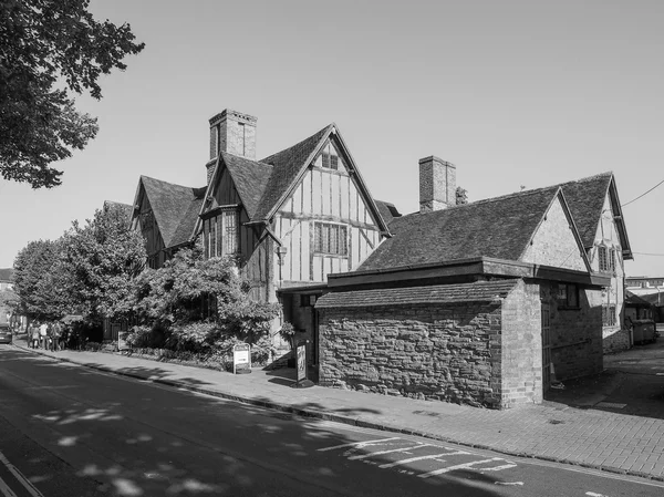 Hall Croft Stratford upon Avon, fekete-fehér — Stock Fotó