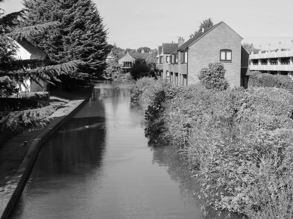 Vy från Stratford upon Avon i svart och vitt — Stockfoto