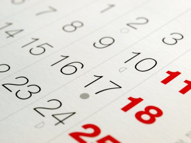 Calendar page with selective focus clipart