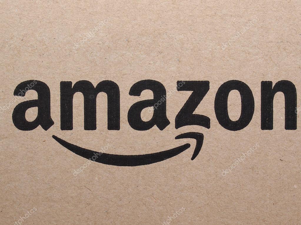 SEATTLE, USA - CIRCA APRIL 2016: Logo of online retailer Amazon on a corrugated cardboard packet used for worldwide shipping