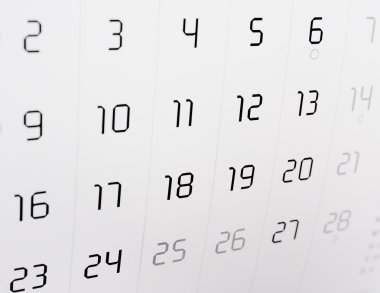 Takvim sayfası seçici odak ile