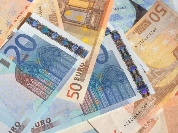 Femtio och tjugo eurosedlar — Stockfoto