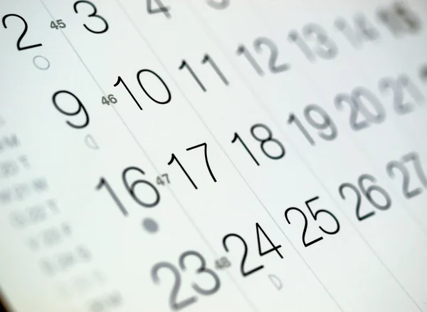 Pagina del calendario con focus selettivo — Foto Stock