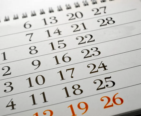 Página del calendario con enfoque selectivo — Foto de Stock