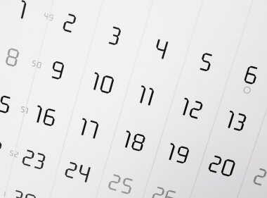 Takvim sayfası seçici odak ile