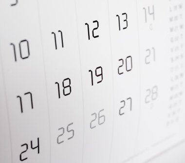 Takvim sayfası seçici odak ile